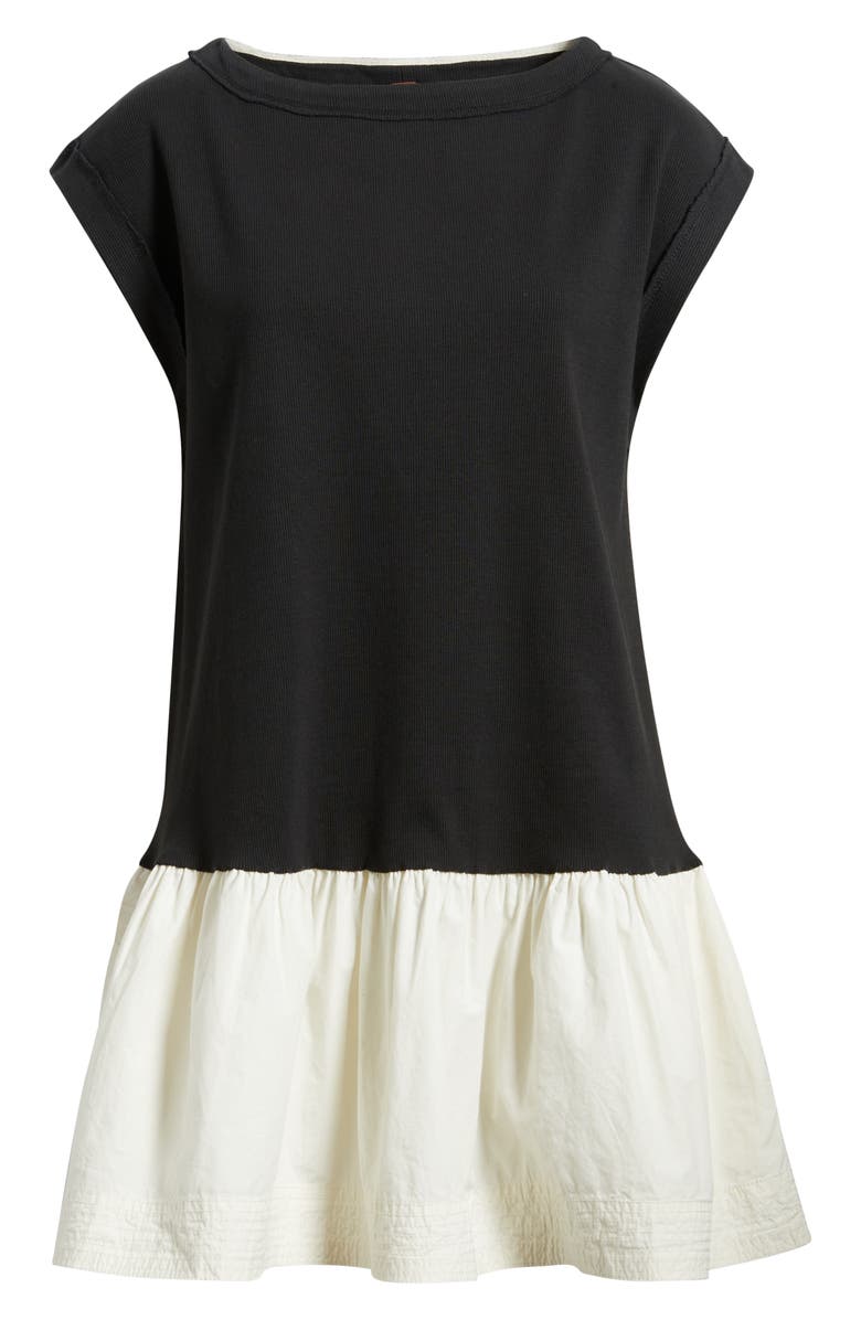 Free People Enya Mixed Media Minidress, Alternate, color, Black Combo