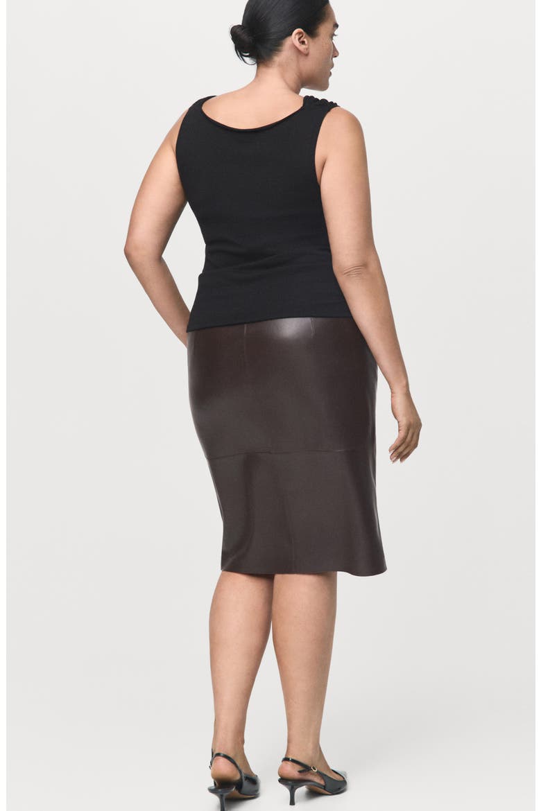 Faux Leather Pencil Skirt, Alternate, color, CHOCOLATE
