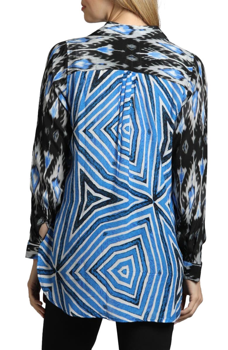 APNY Ikat Print Tunic Top, Alternate, color, Black Multi