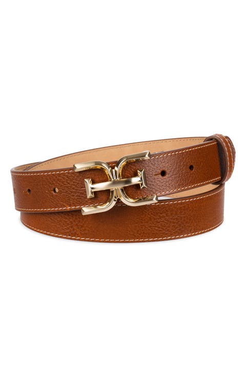 Logo Buckle Leather Belt