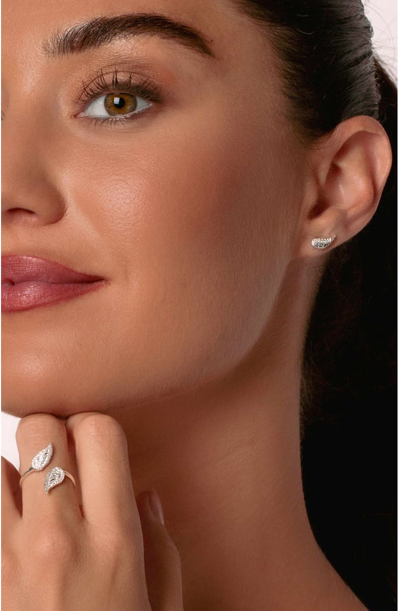 Rizen Jewelry Divine Wings Sparkle Earrings, Alternate, color, Sterling Silver