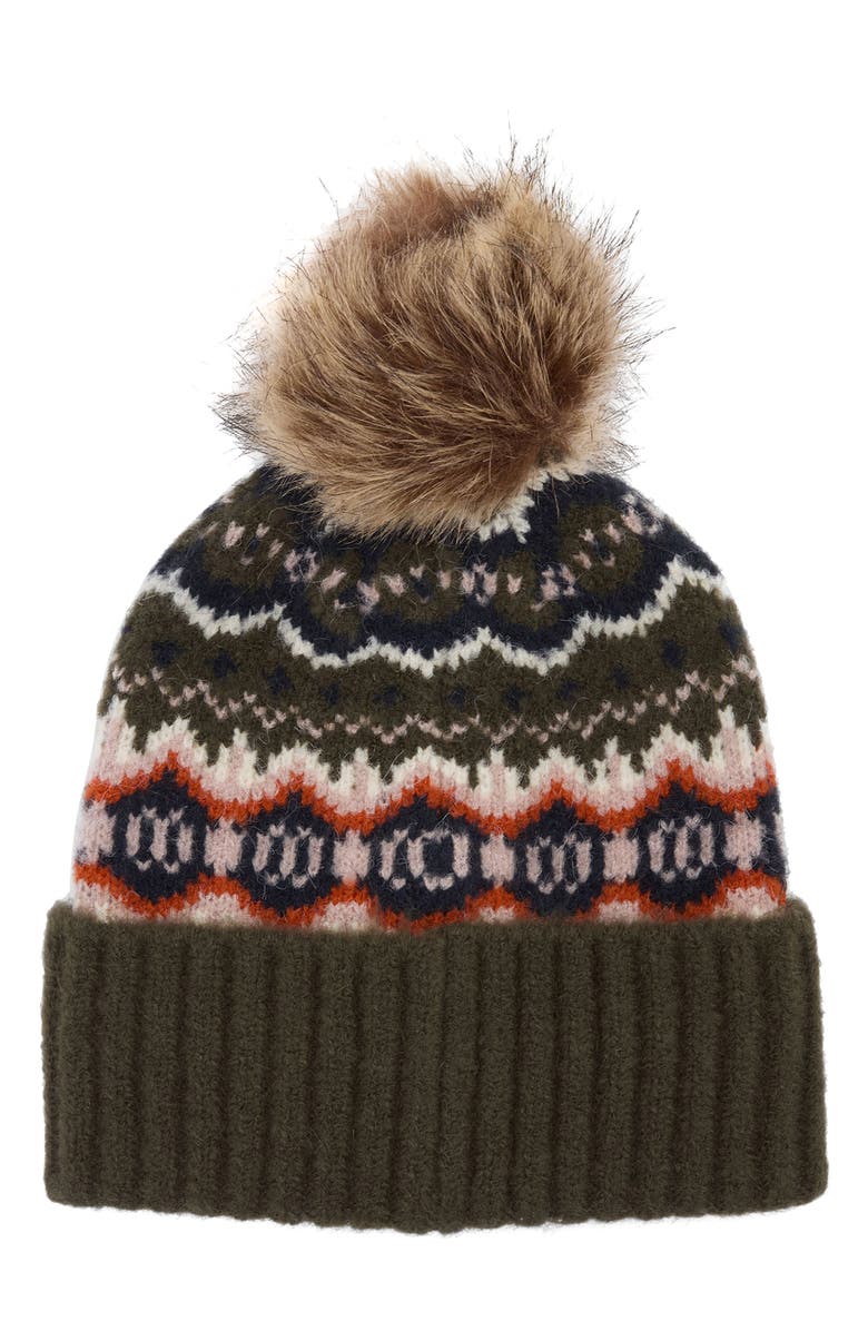 Barbour Helen Fair Isle Beanie, Alternate, color, Olive