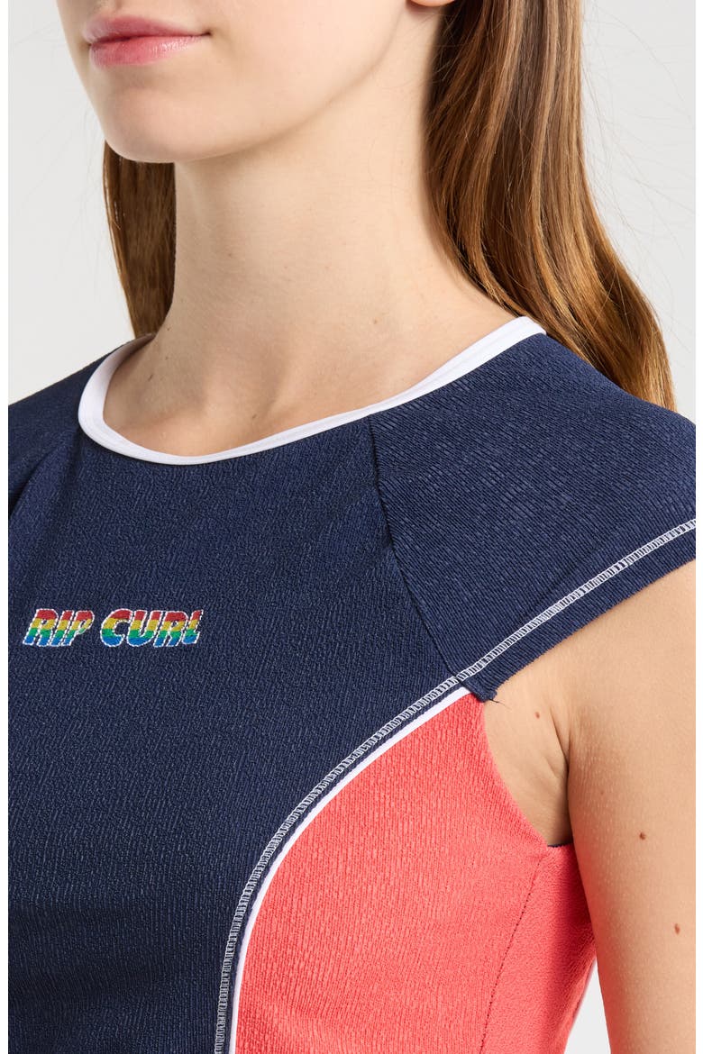 Surf Tide Short Sleeve Crop Rashguard, Alternate, color, DARK NAVY
