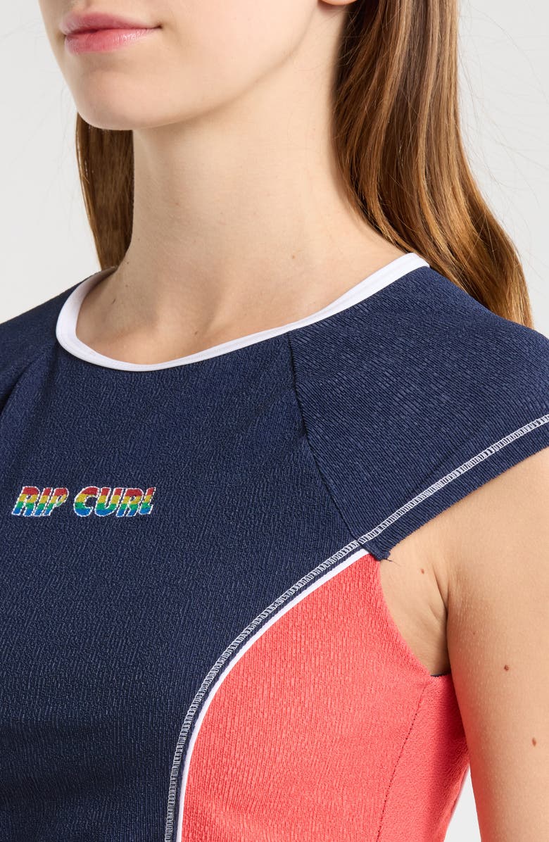 Rip Curl Surf Tide Short Sleeve Crop Rashguard, Alternate, color, Dark Navy