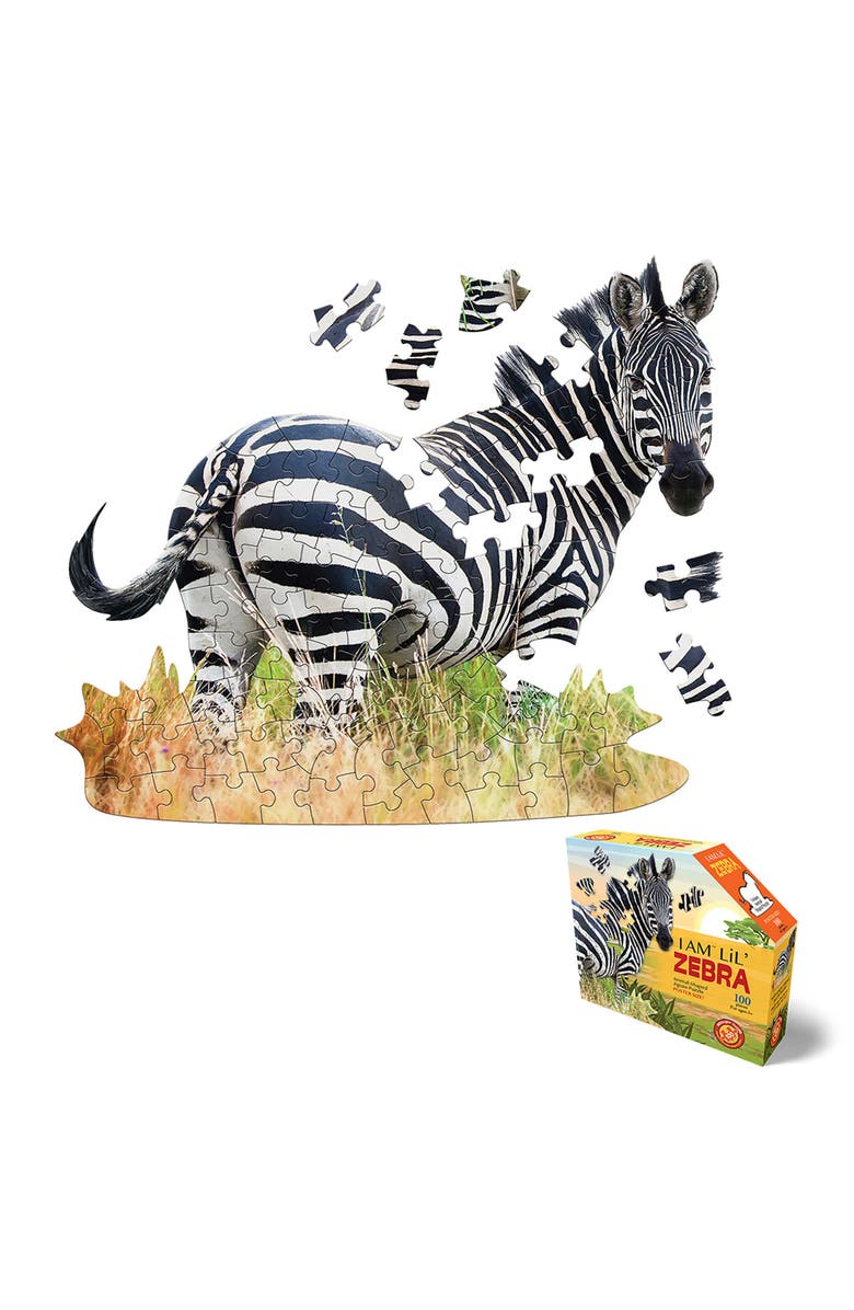 Madd Capp I Am Lil Zebra 100 Piece Animal Shaped Puzzle, Main, color, Multicolored