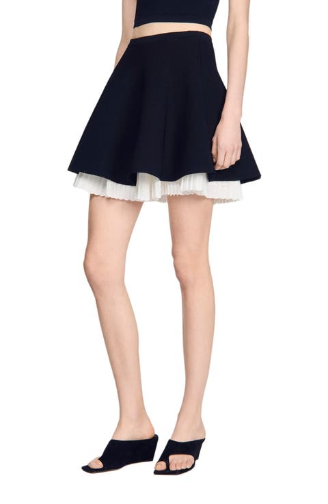 Two-tone knit skirt