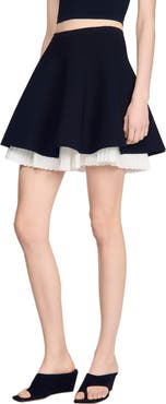 SANDRO Two-tone knit skirt