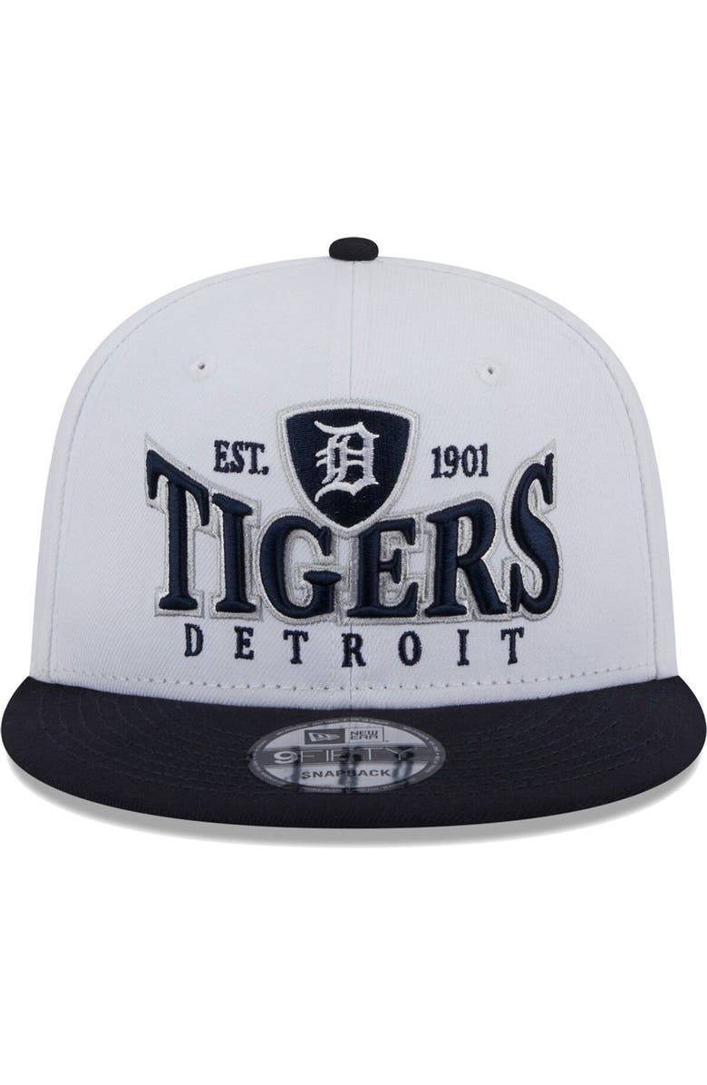 New Era Men's New Era White/Navy Detroit Tigers Crest 9FIFTY Snapback Hat, Alternate, color,