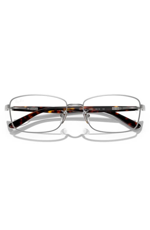 Ray Ban Ray-ban 56mm Rectangular Pillow Optical Glasses In Shiny Silver