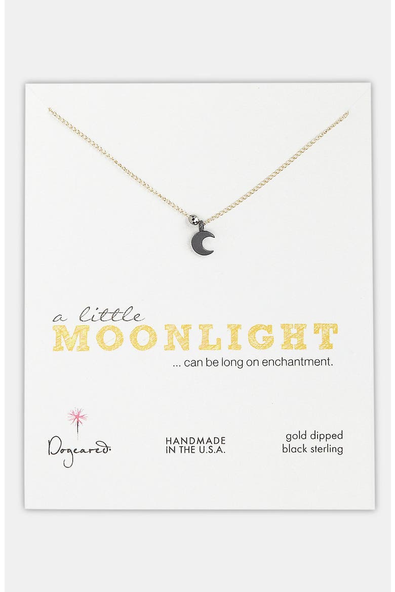 'A Little Moonlight' Moon Pendant Necklace, Main, color, BLACK STERLING/ GOLD DIPPED