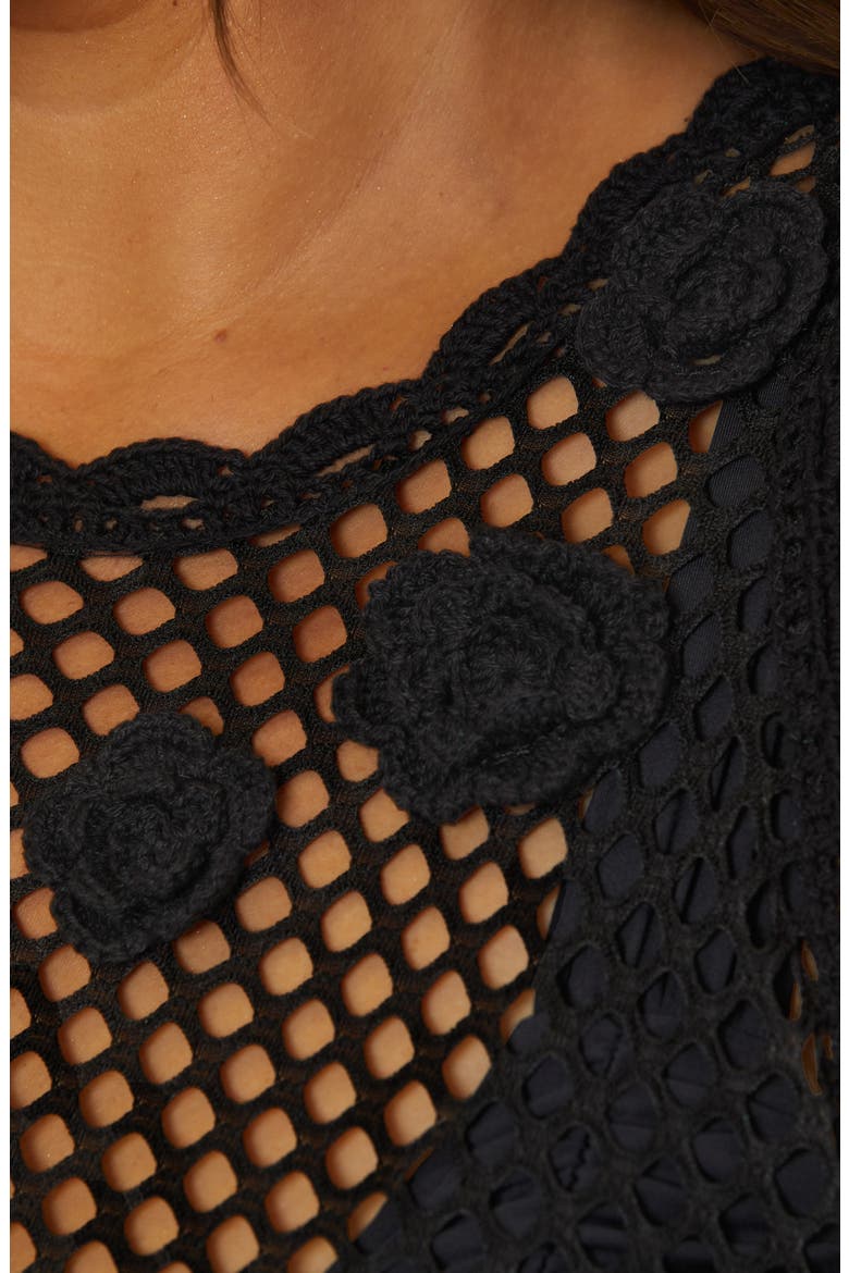 Castaway Island Sheer Mesh Cover-Up Dress, Alternate, color, BLACK