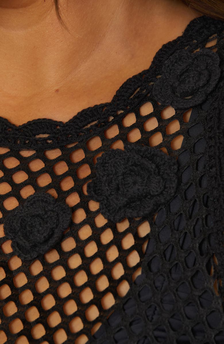 Becca Etc. Castaway Island Sheer Mesh Cover-Up Dress, Alternate, color, Black