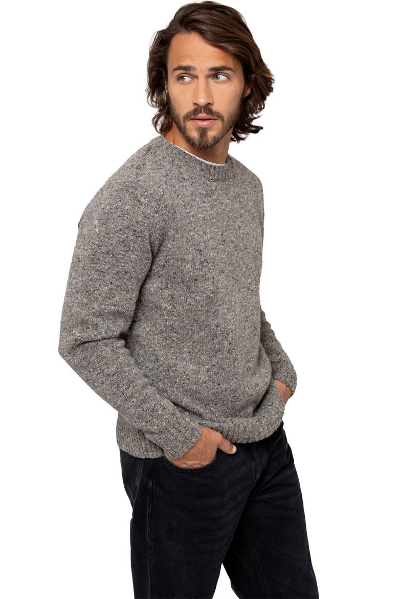 Donegal Crew Neck Sweater, Main, color, GREY PEBBLE