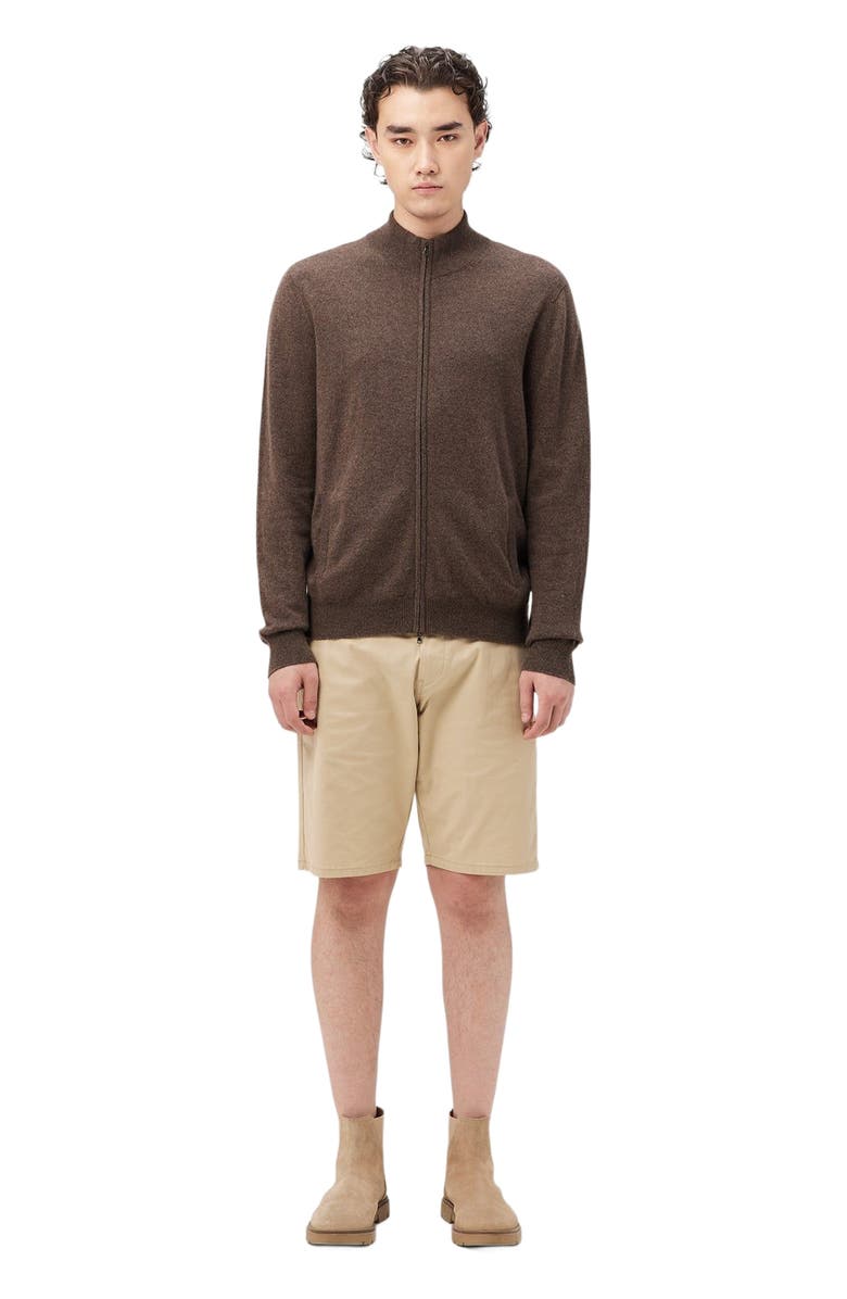 GOBI Mongolian Cashmere Essential Full-Zip Cashmere Cardigan, Main, color, Cocoa