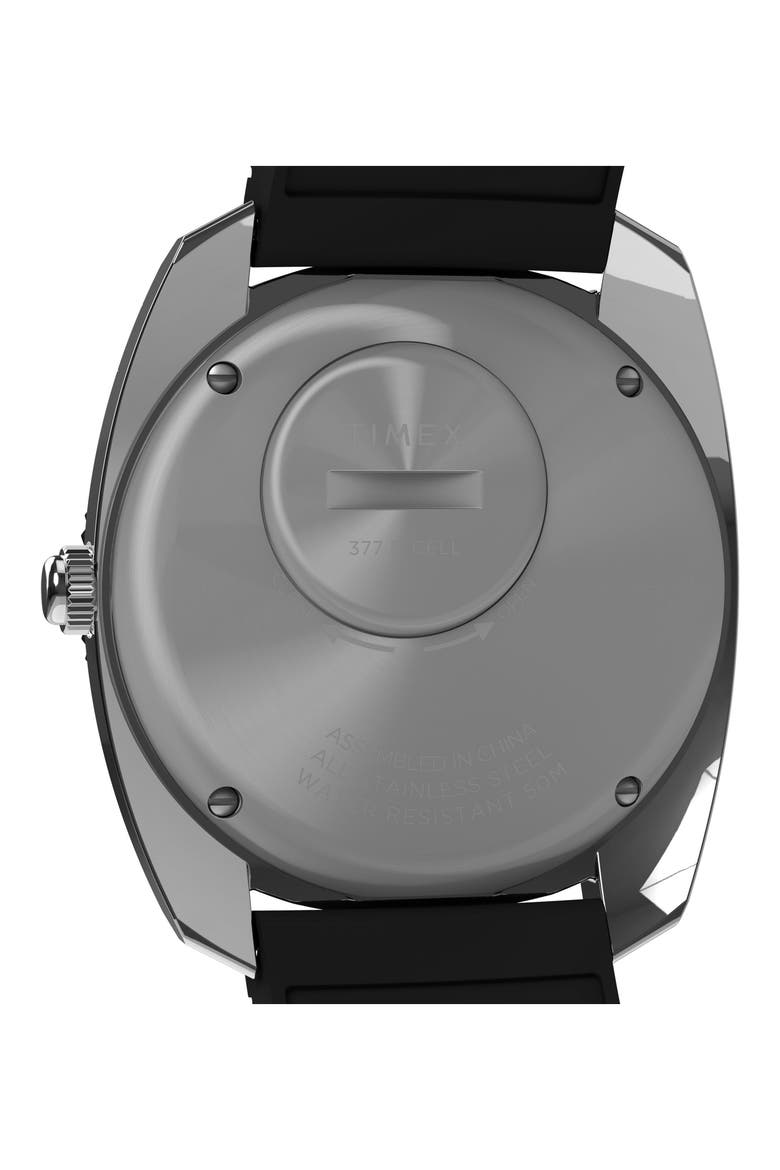 Q Timex Reissue 1971 Velocity Rubber Strap Watch, 36mm, Alternate, color, BLACK