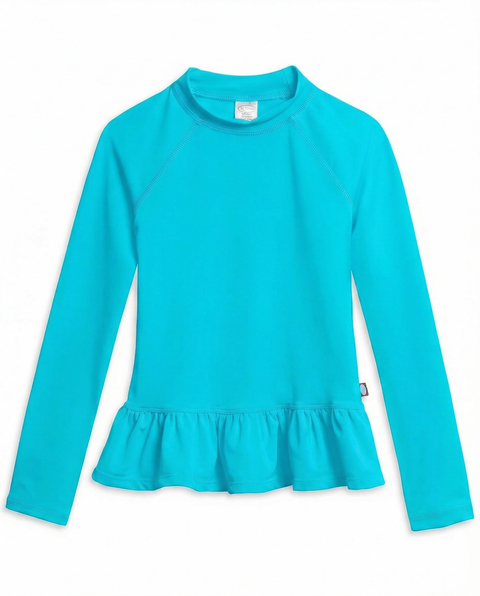Baby Girls Swim Peplum UPF 50+ Long Sleeve Rashguard Tee