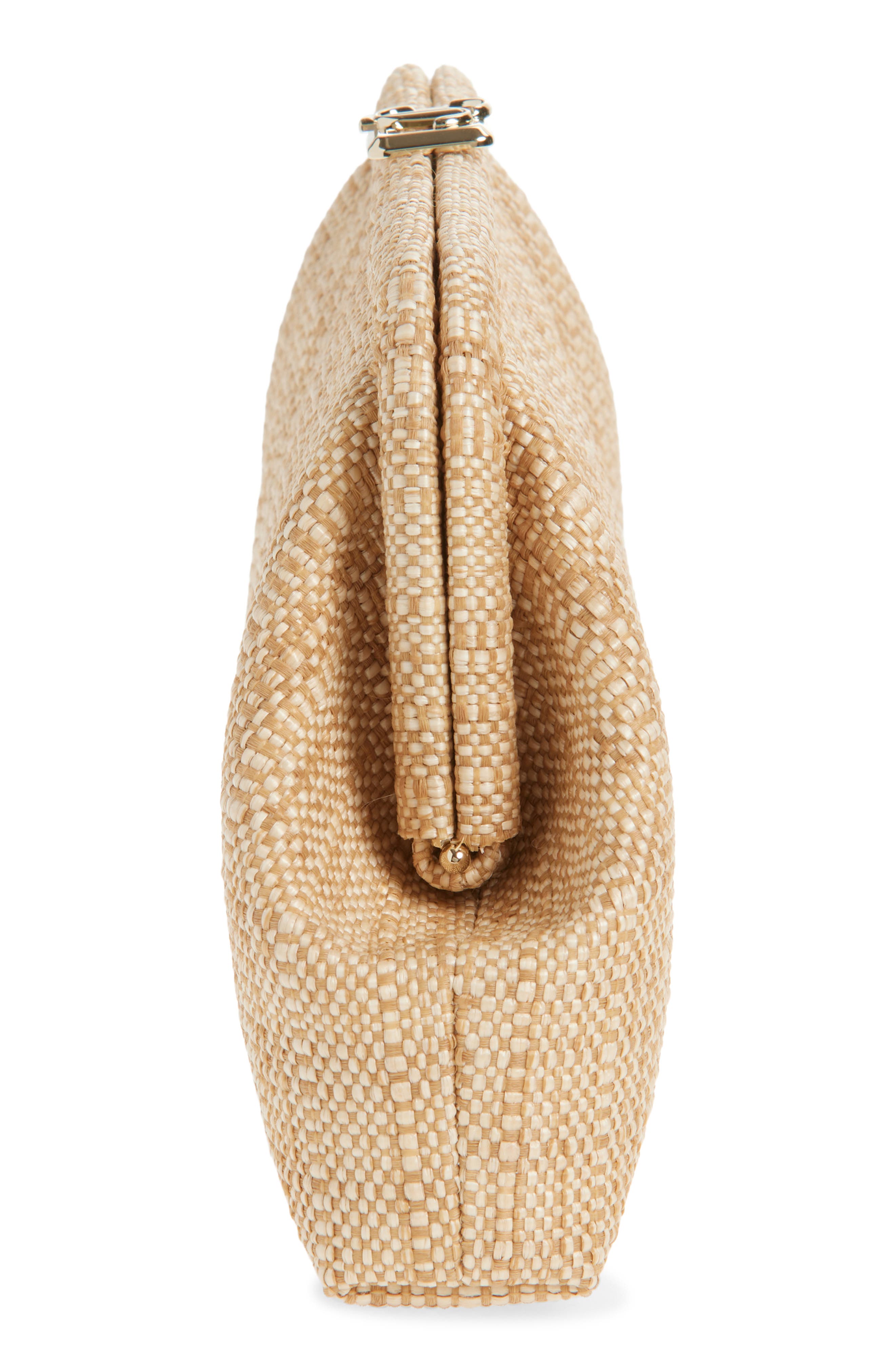 Jimmy Choo Skylar Raffia Clutch, Alternate, color, Natural/ Light Gold