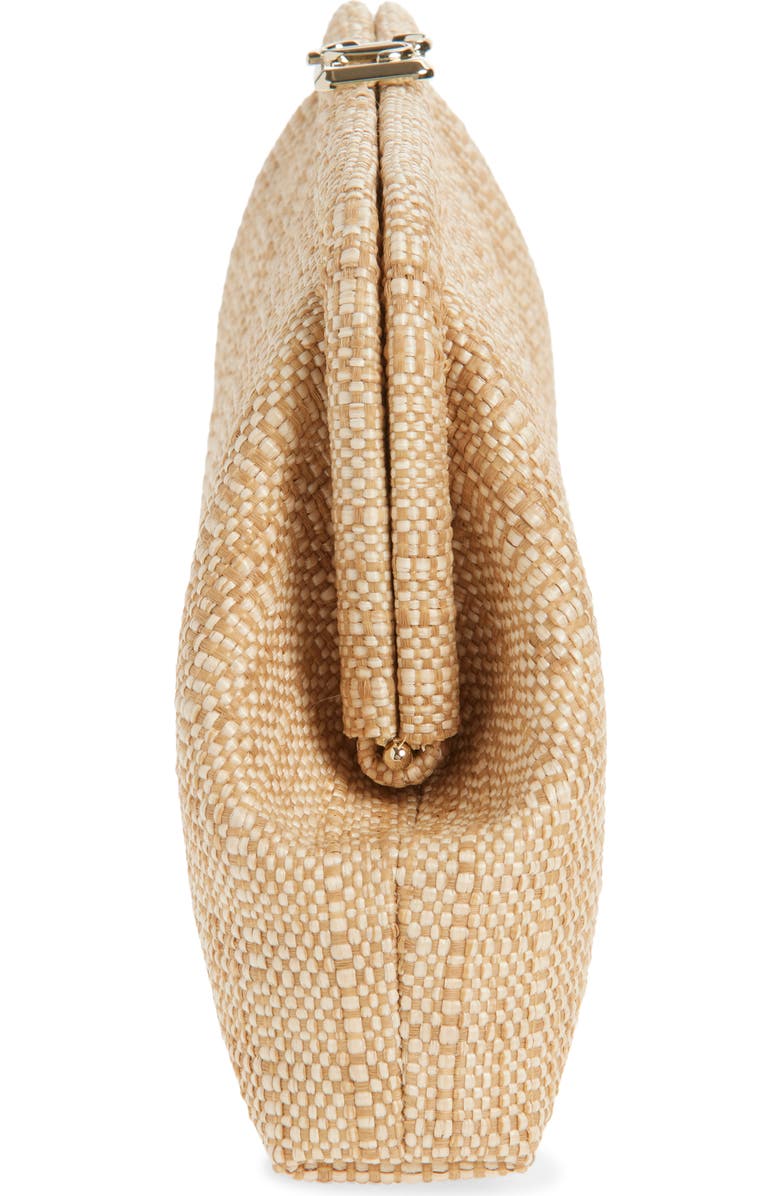 Jimmy Choo Skylar Raffia Clutch, Alternate, color, Natural/ Light Gold