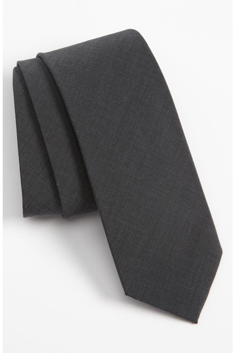 Solid Cotton Tie, Main, color, GREY
