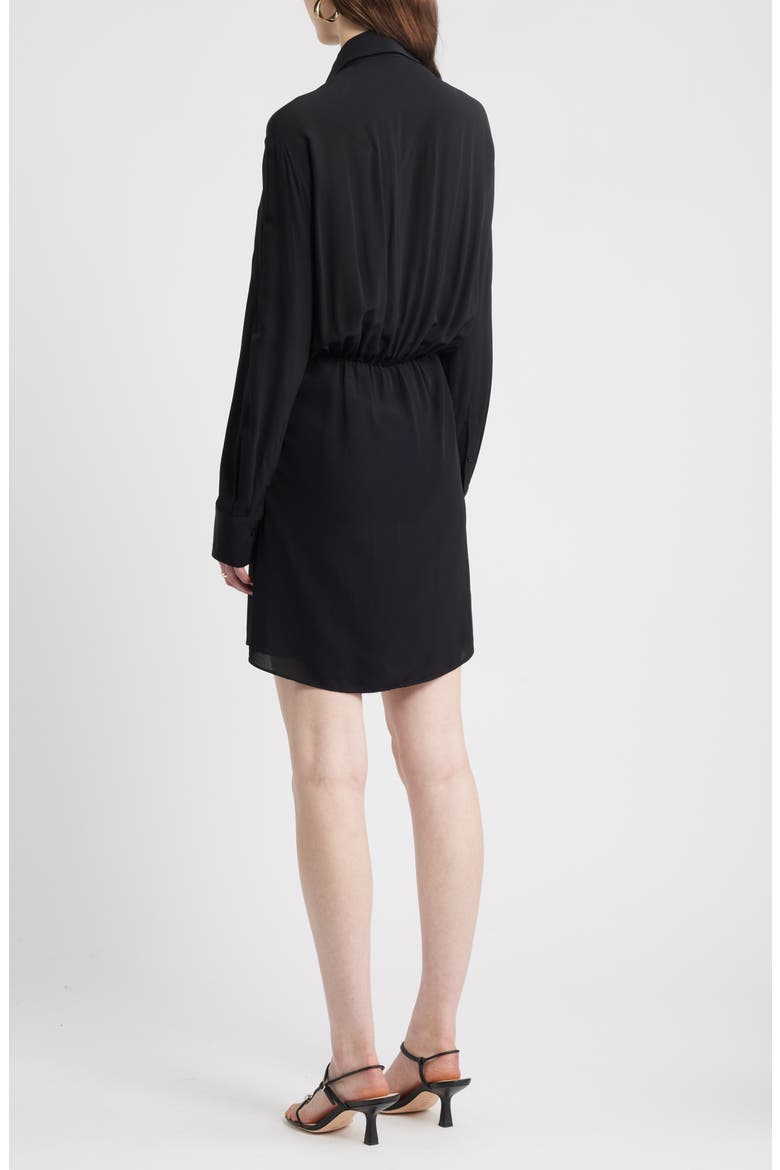 Tie Waist Long Sleeve Shirtdress, Alternate, color, BLACK