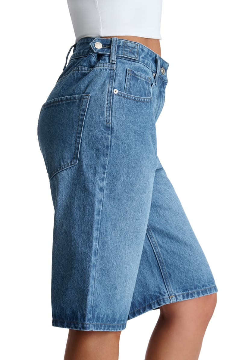 Naked Wardrobe Denim Long Shorts, Alternate, color, Medium Wash