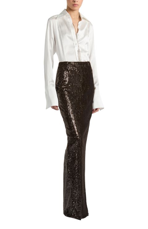 Sequinned Long Skirt