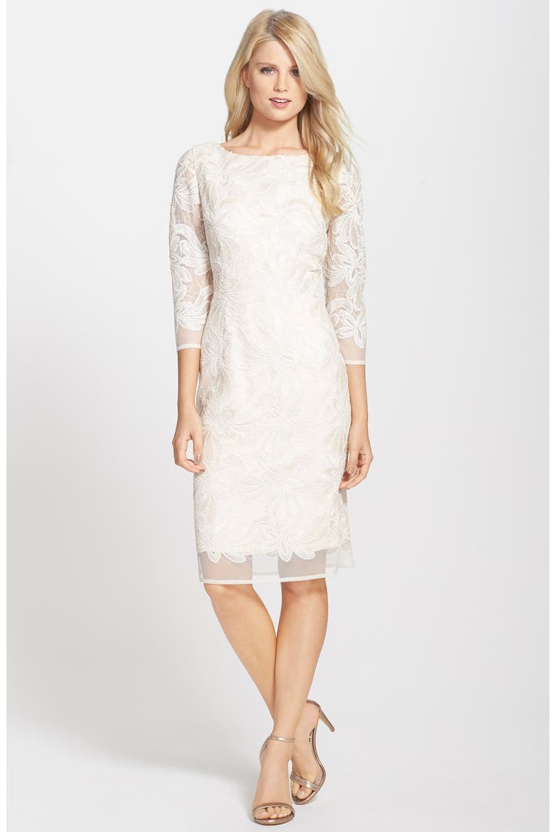 Embroidered Sequin Midi Dress, Alternate, color, IVORY