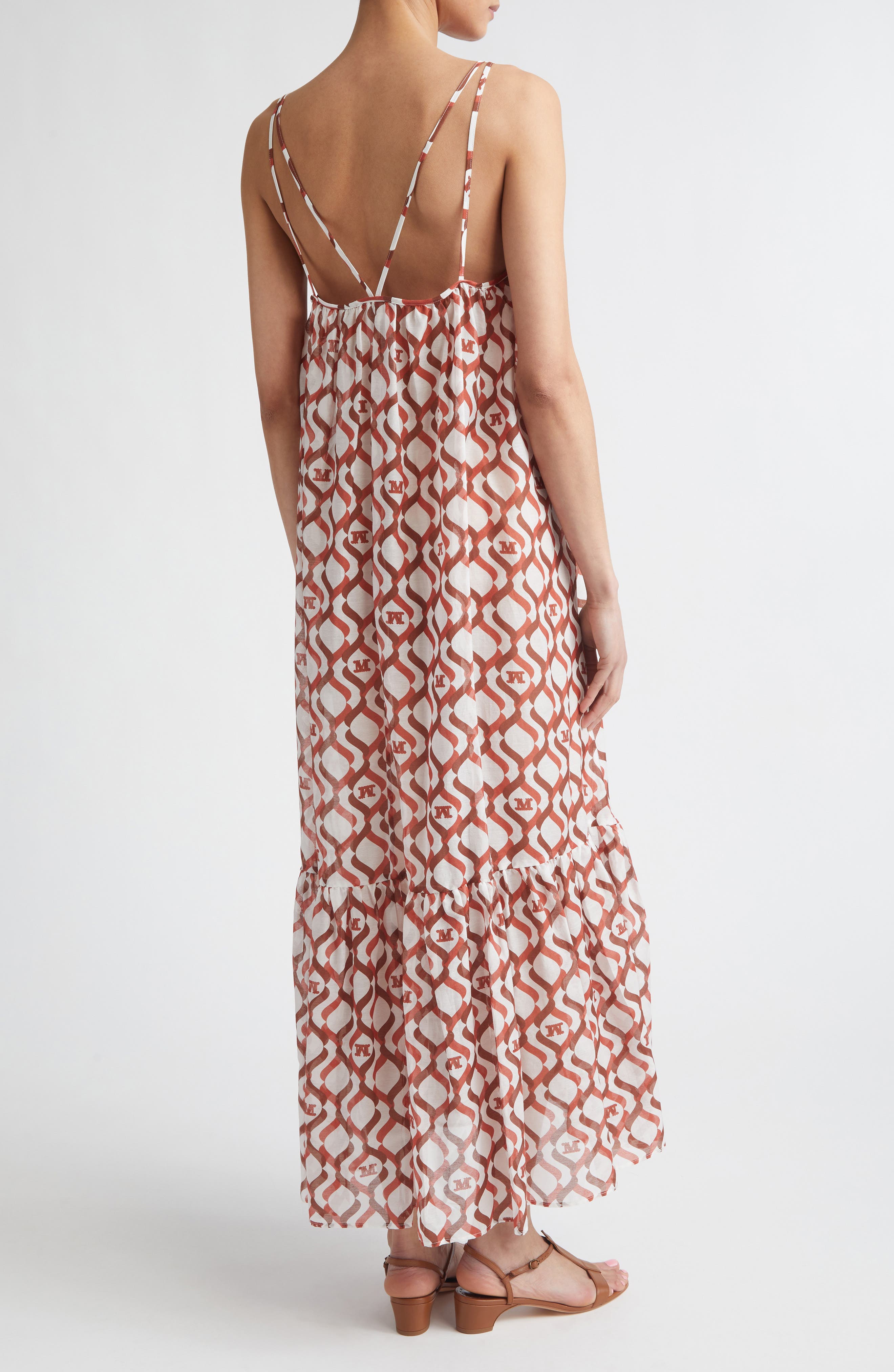 Max Mara Beachwear Logo Print Cotton & Silk Maxi Sundress (Women ...