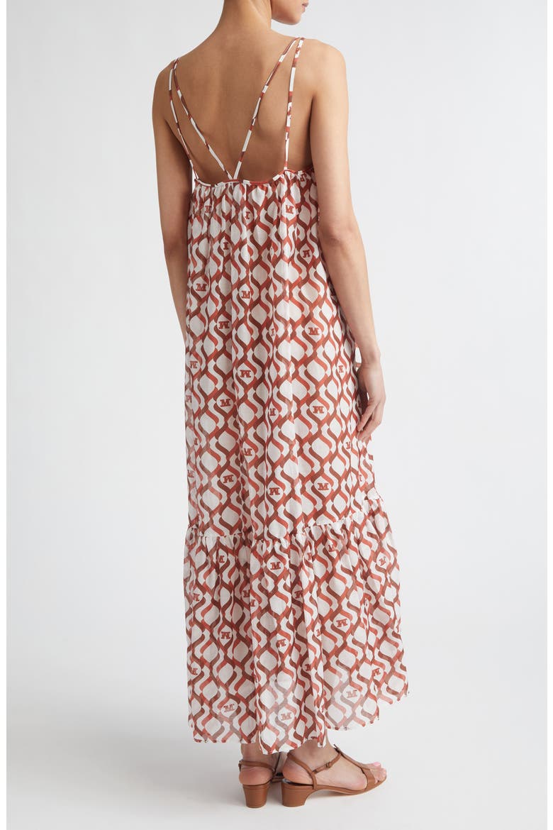 Beachwear Logo Print Cotton & Silk Maxi Sundress, Alternate, color, WHITE