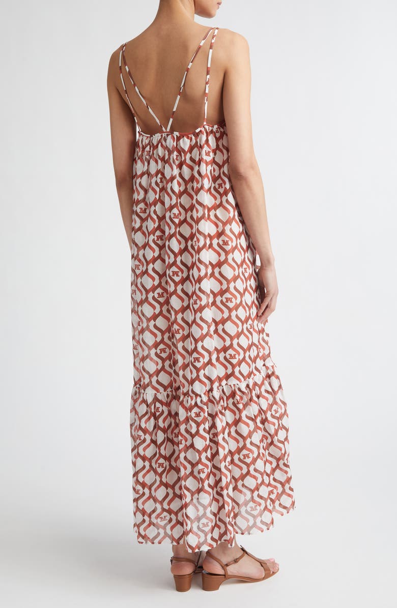 Max Mara Logo Print Cotton & Silk Maxi Sundress, Alternate, color, White