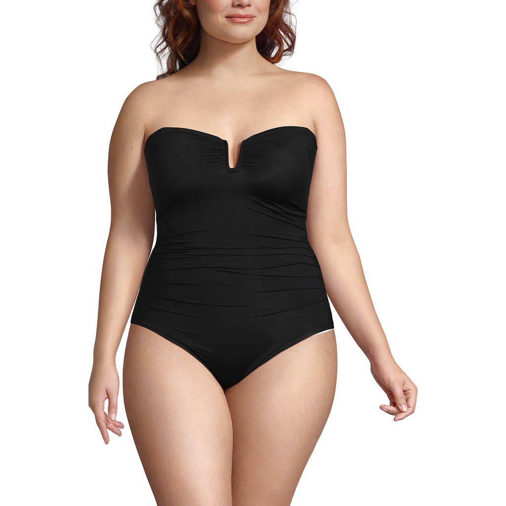 Lands' End Slender Suit Tummy Control U-wire Bandeau One Piece Swimsuit