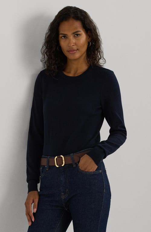 Ralph Lauren Lauren  Cotton & Modal Crewneck Sweater In Lauren Navy
