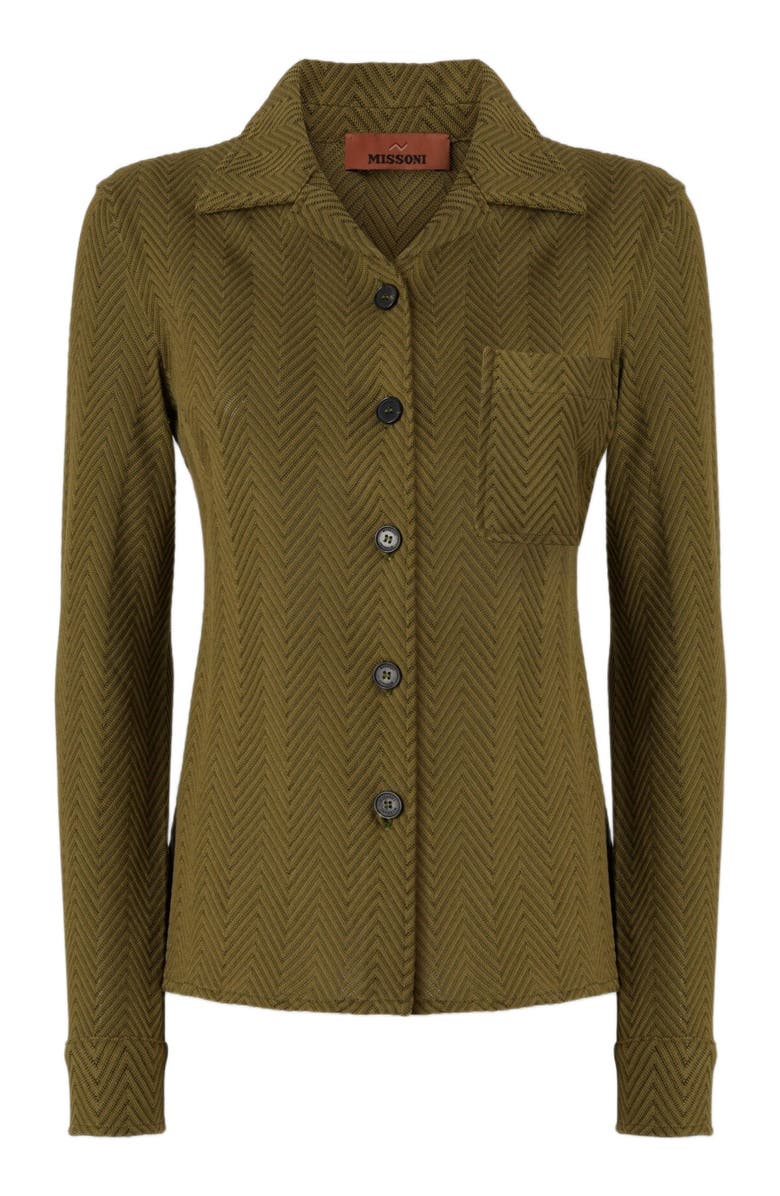 Missoni Slim Shirt With Zigzag Pattern, Alternate, color, Green