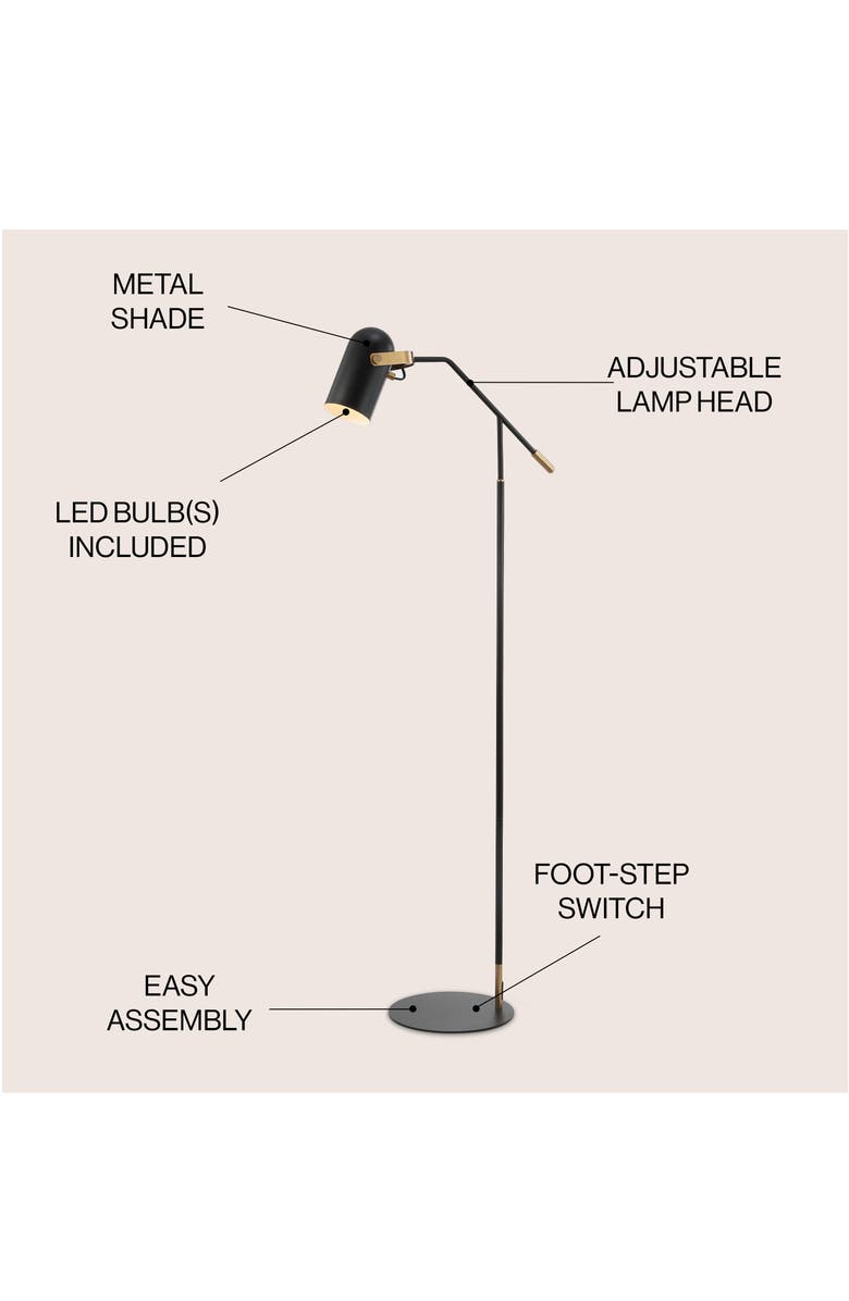 JONATHAN Y Eugenio 58.5" Metal LED Floor Lamp, Black/Brass Gold, Alternate, color, Black/Brass Gold