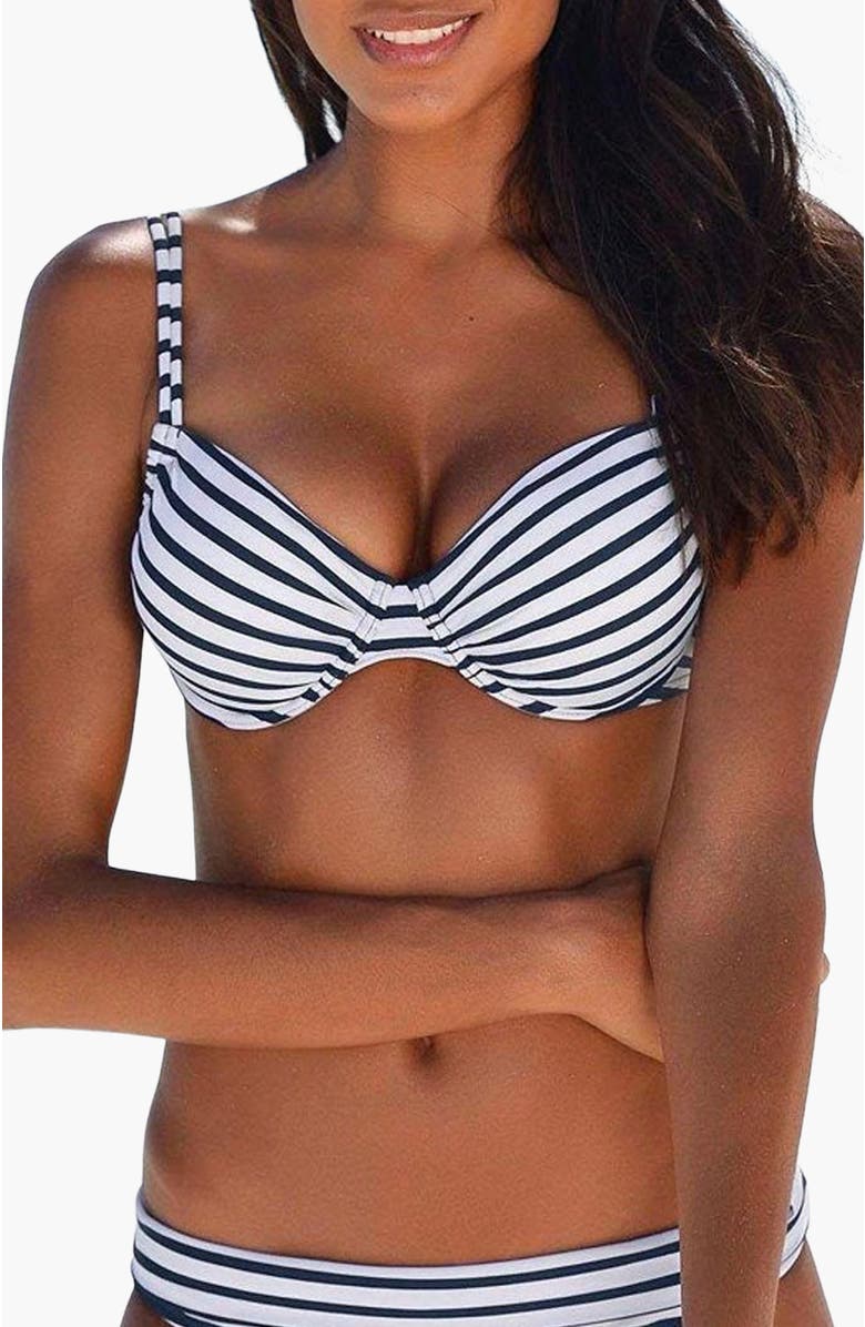 LASCANA Women's Pattern Underwire Bikini Top Size 40B, Main, color, Navy Striped