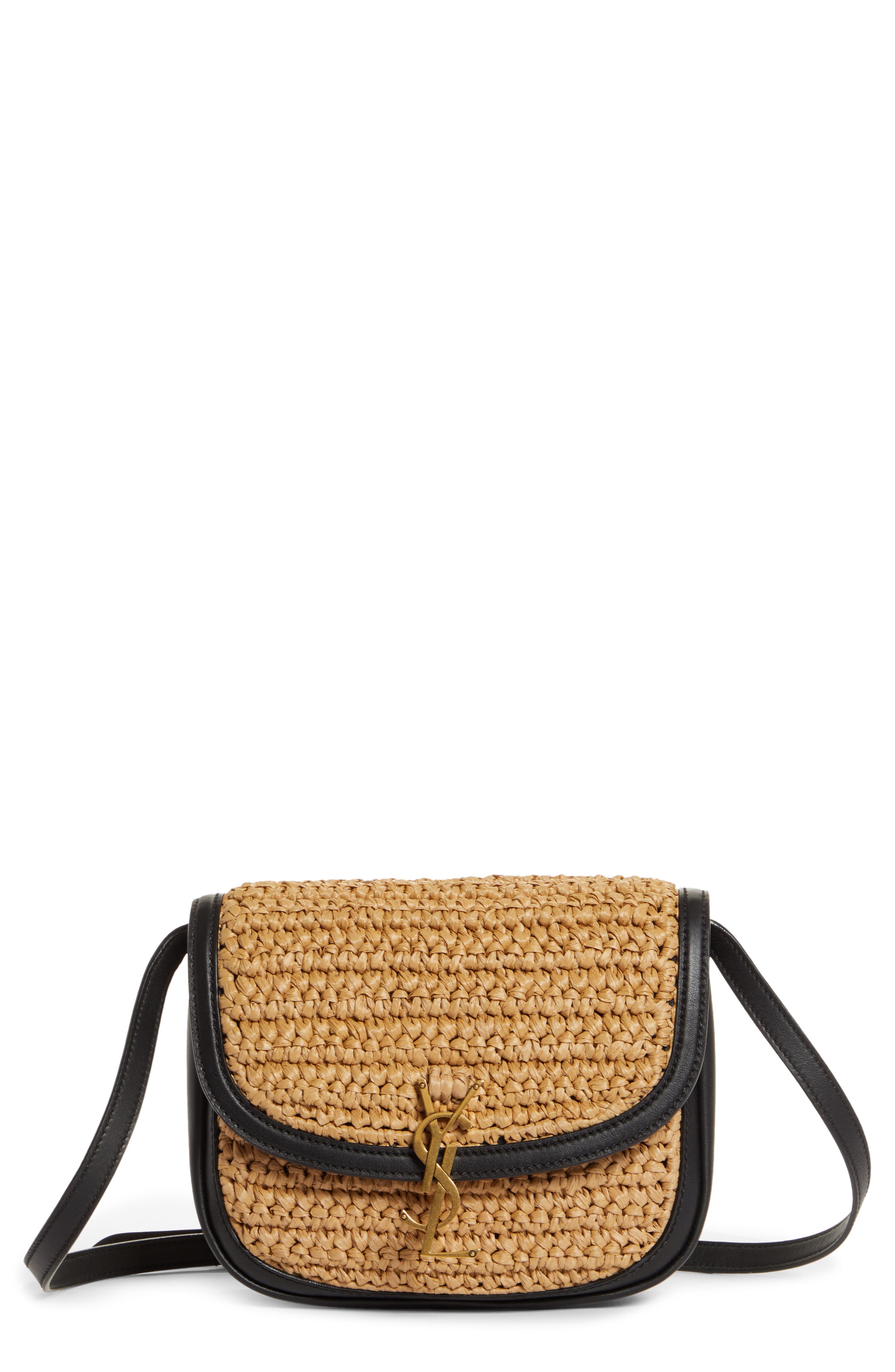 Saint Laurent Medium Kaia Raffia Crossbody Bag, Main, color, 