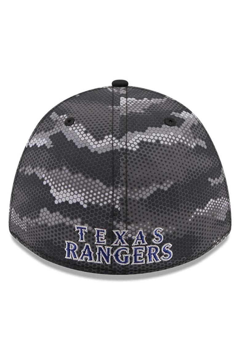 Men's New Era Black Texas Rangers Camo 39THIRTY A-Frame Flex Hat, Alternate, color, Black