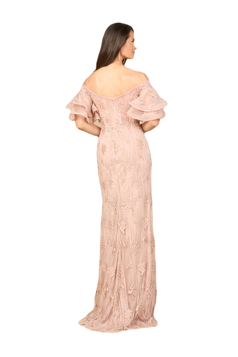 Off Shoulder Mermaid Gown, Alternate, color, Champagne