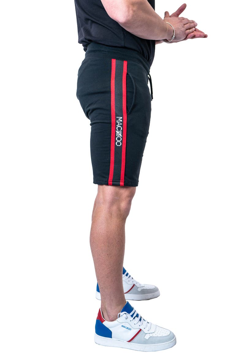 Royal Black Cotton Knit Drawstring Shorts, Alternate, color, BLACK