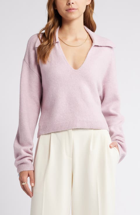 Johnny Collar Boxy Crop Sweater