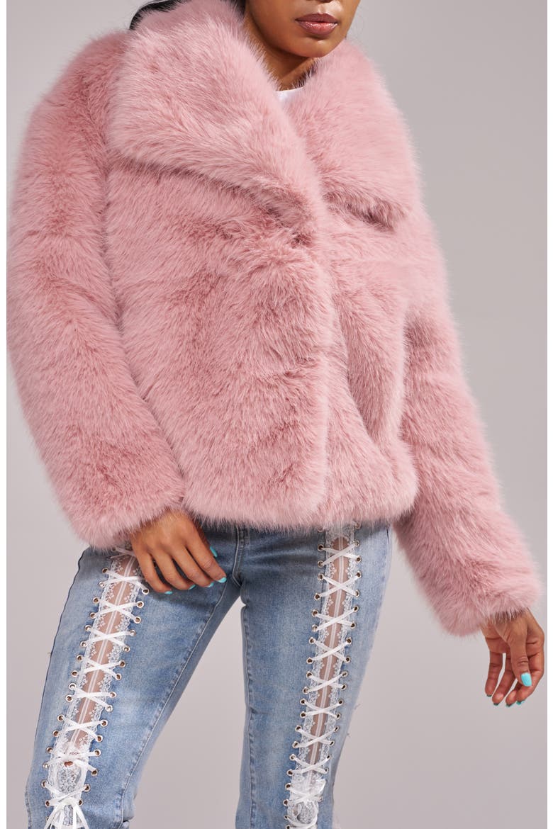 Regina Faux Fur Jacket, Main, color, BLUSH