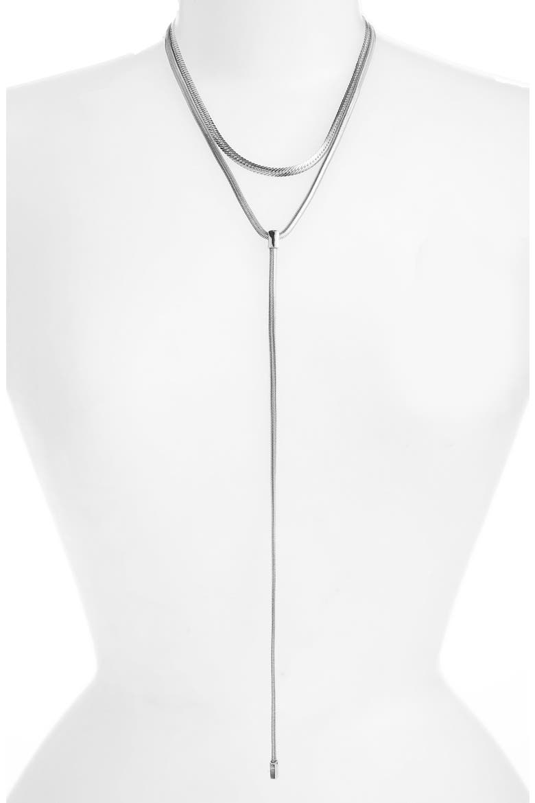 2-in-1 Snake Chain Lariat Necklace (Nordstrom Exclusive), Main, color, RHODIUM
