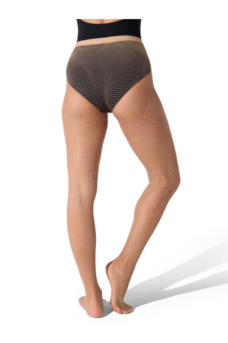 All-Over Rhinestone Fishnet Tight, Alternate, color, medium brown