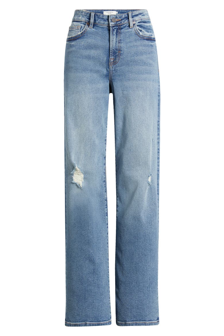 Grinded Distressed High Waist Straight Leg Dad Jeans, Alternate, color, MEDIUM WASH