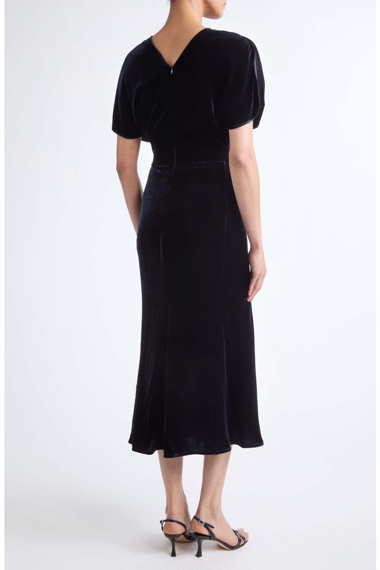 Bela Velvet Midi Dress, Alternate, color, NAVY