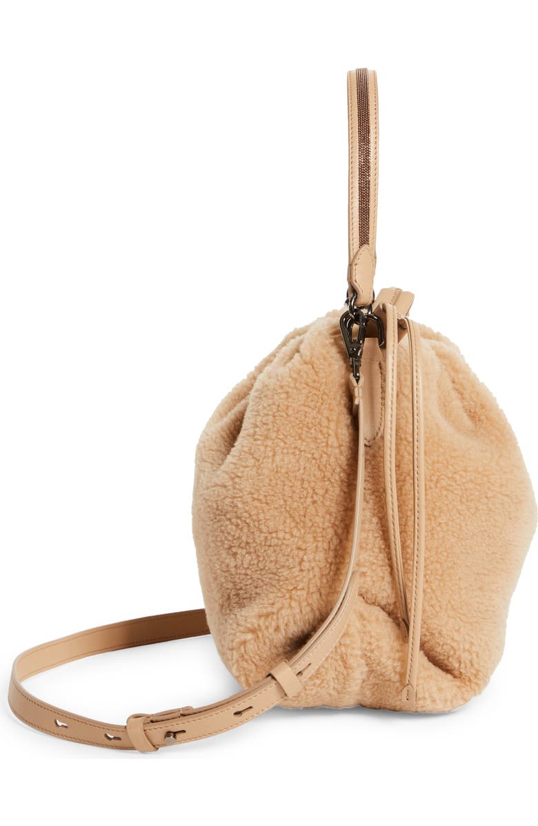 Brunello Cucinelli Genuine Shearling Bucket Bag, Alternate, color,