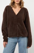 Viens Avec Moi Faux Fur Button-Up Cardigan