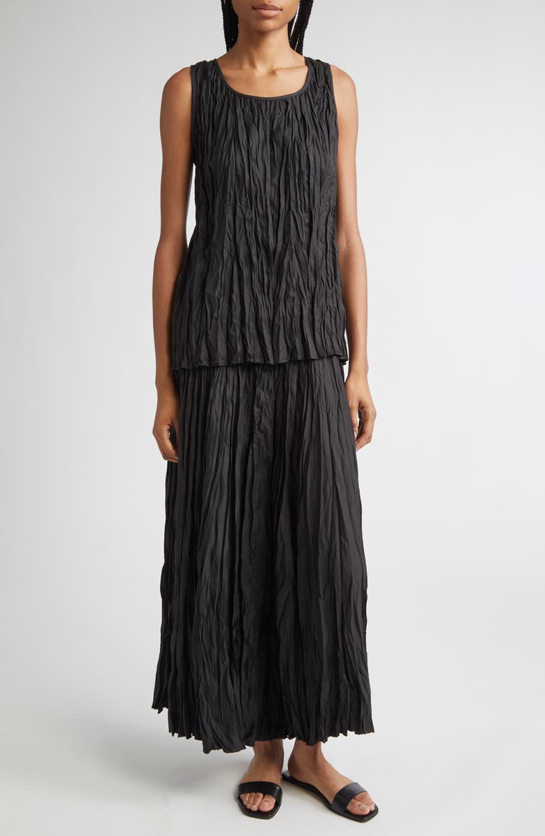 Lafayette 148 New York Plissé Maxi Skirt, Alternate, color, Black