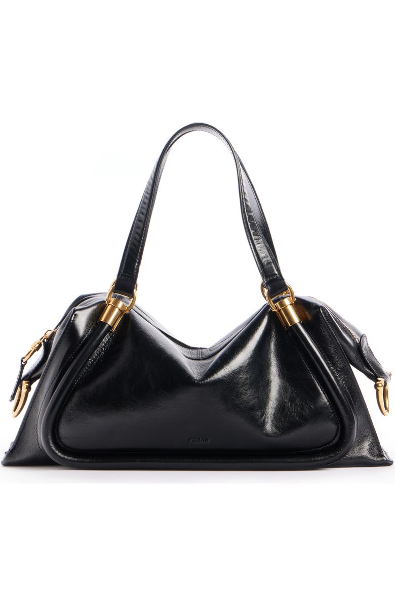 Chloé Large Paraty 24 Leather Shoulder Bag, Main, color, Black