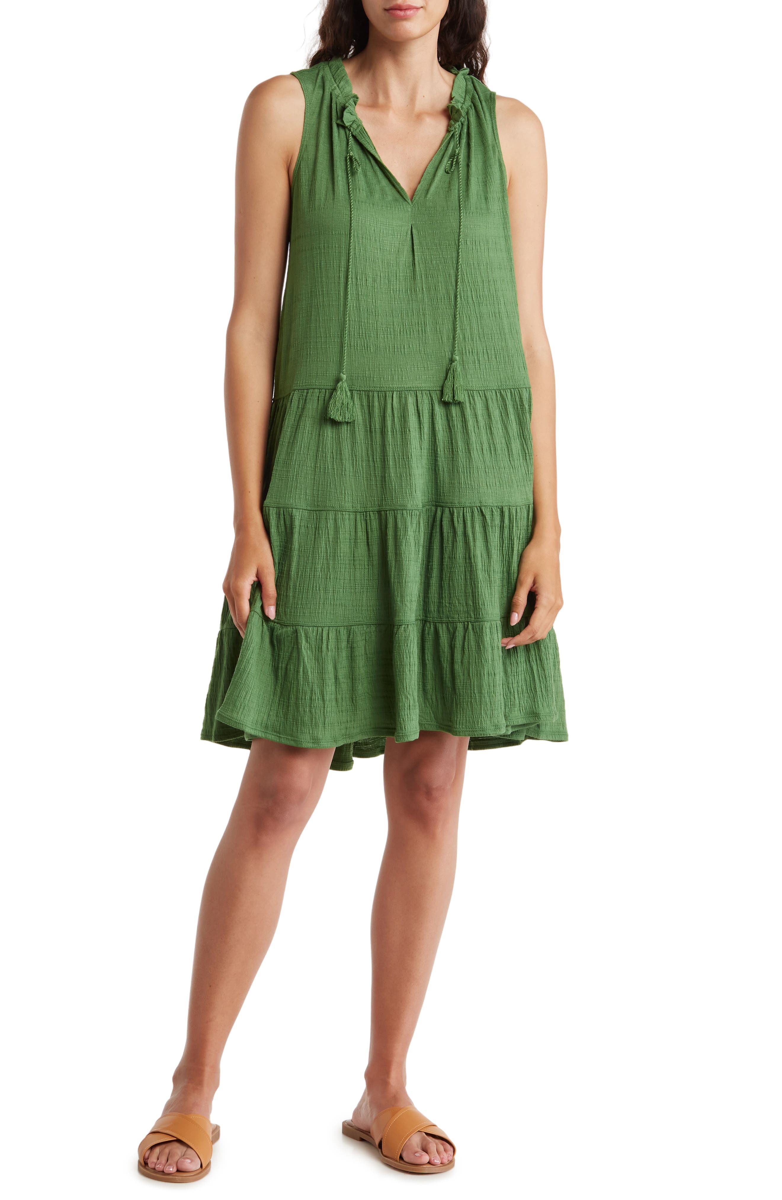 Tassel Tie Sleeveless Tiered Shift Dress - image 5